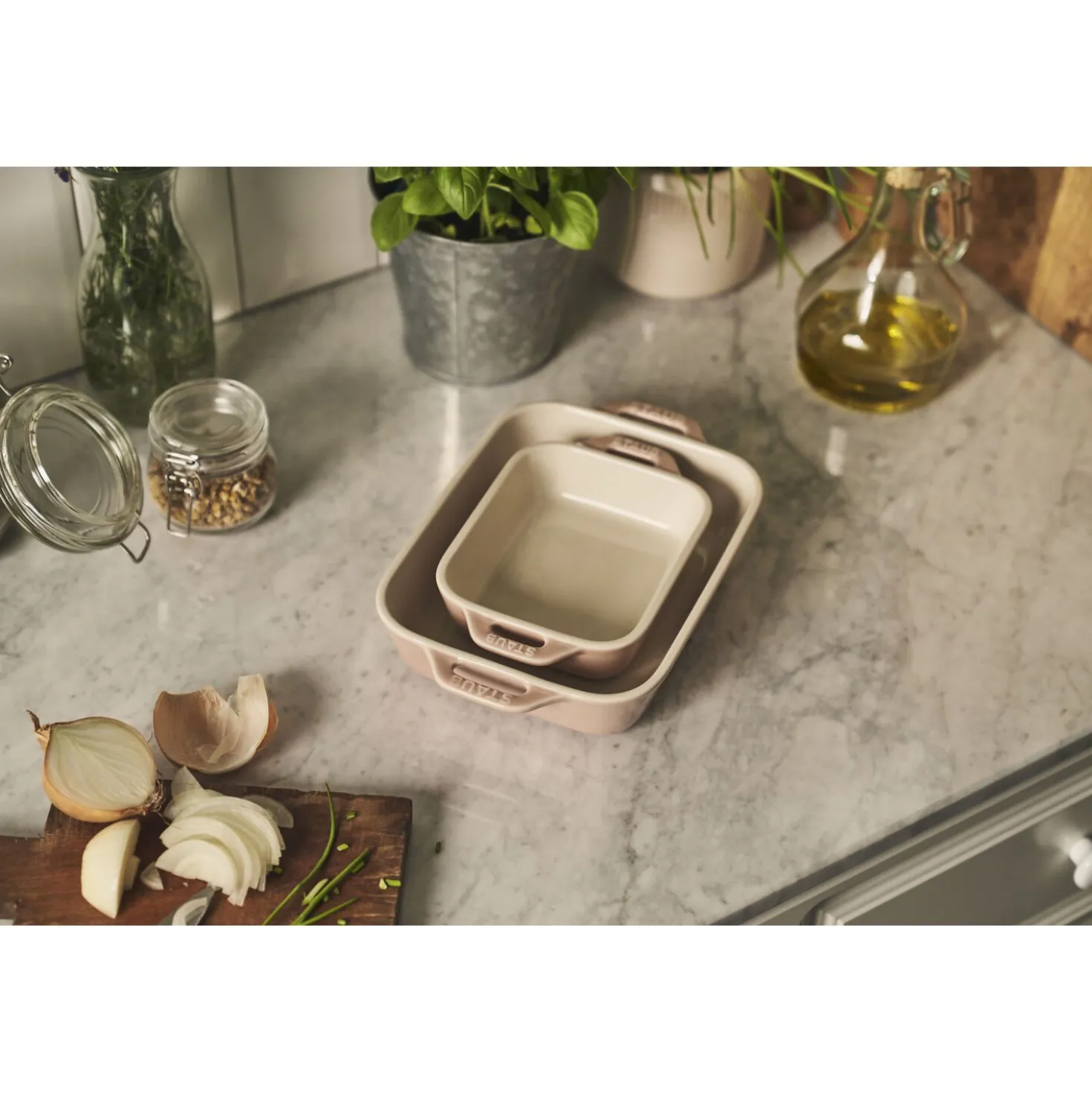 2-pc, Rectangular Baking Dish Set Macaron, light pink