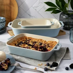 3-pc, Rectangular Baking Dish Set, light blue