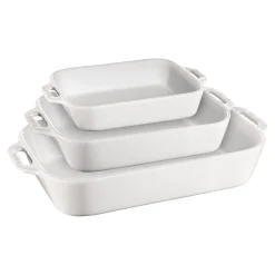 3-pc, Rectangular Baking Dish Set, white