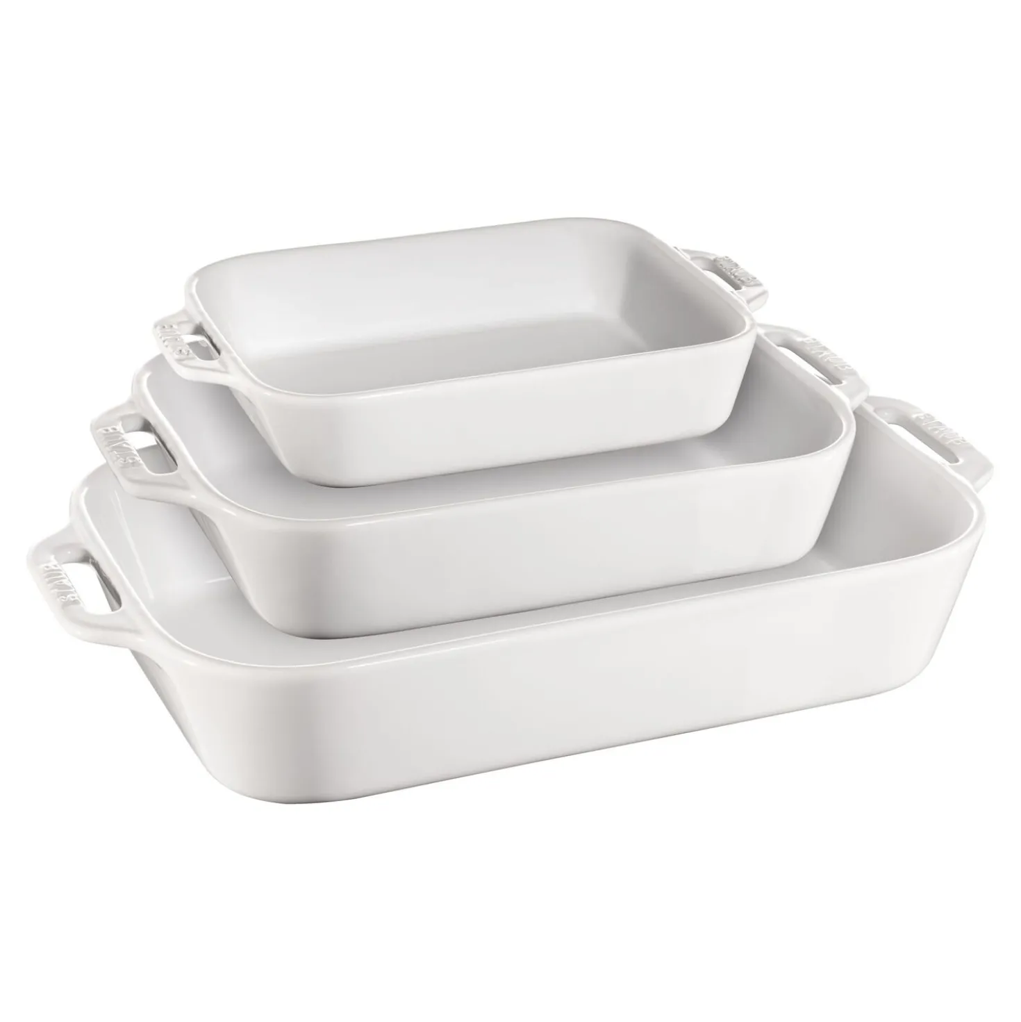 3-pc, Rectangular Baking Dish Set, white