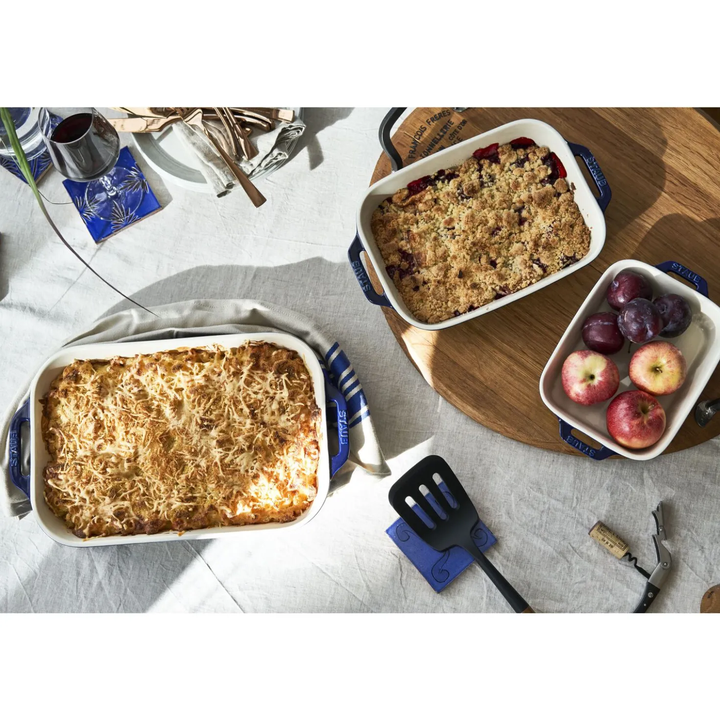 3-pc, Rectangular Baking Dish Set, dark blue
