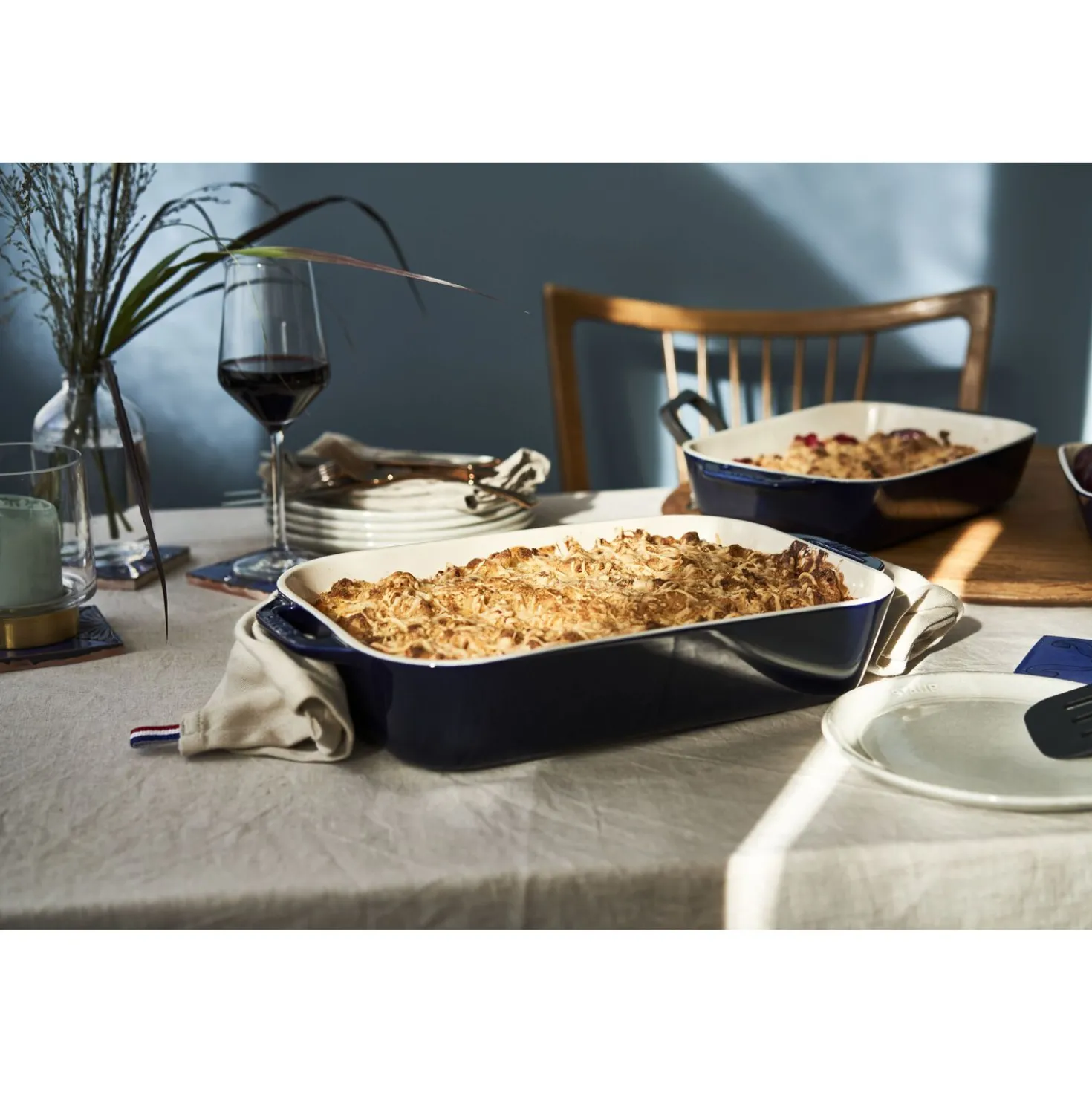 3-pc, Rectangular Baking Dish Set, dark blue