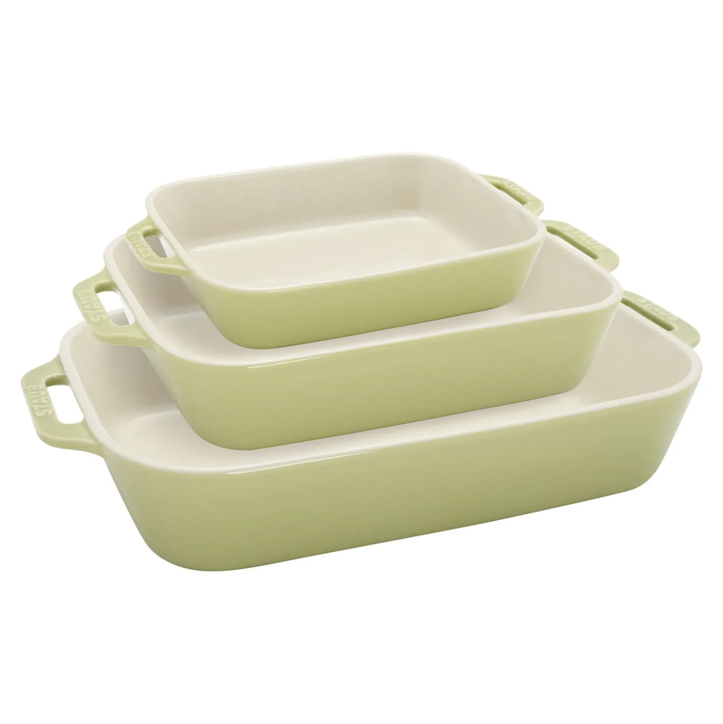3-pc, Rectangular Baking Dish Set, light green