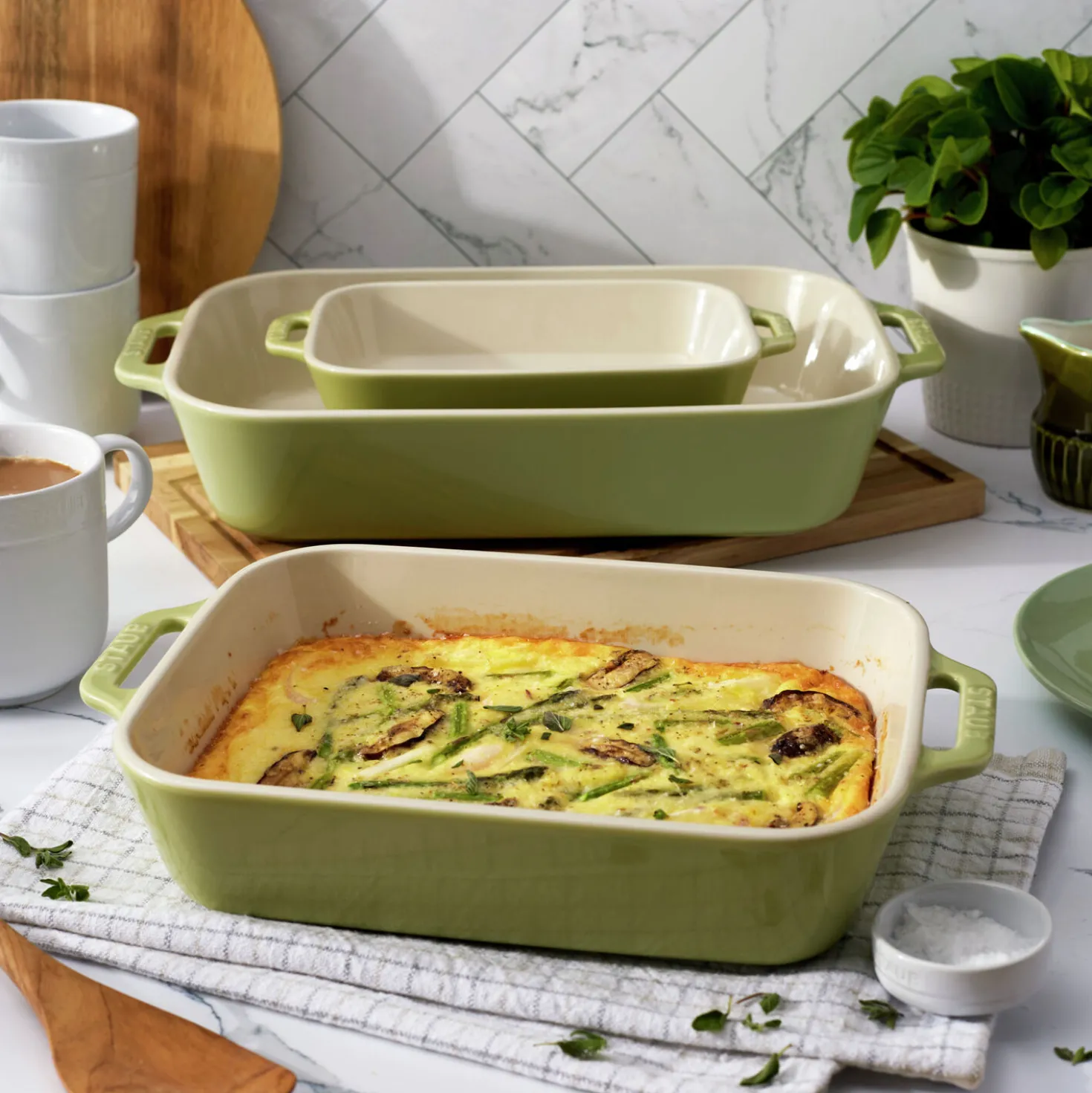 3-pc, Rectangular Baking Dish Set, light green