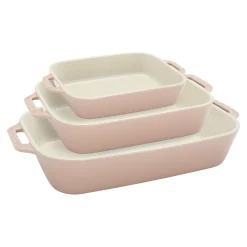 3-pc, Rectangular Baking Dish Set, light pink