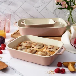 3-pc, Rectangular Baking Dish Set, light pink