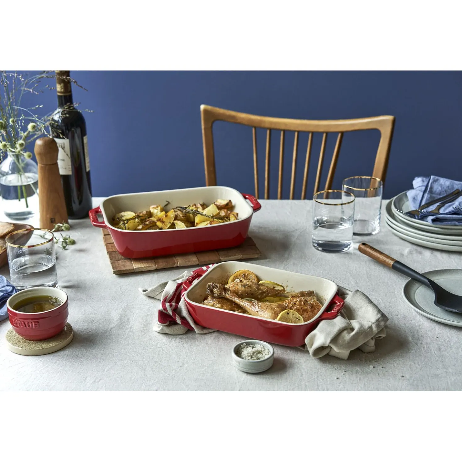 2-pc, Rectangular Baking Dish Set, cherry