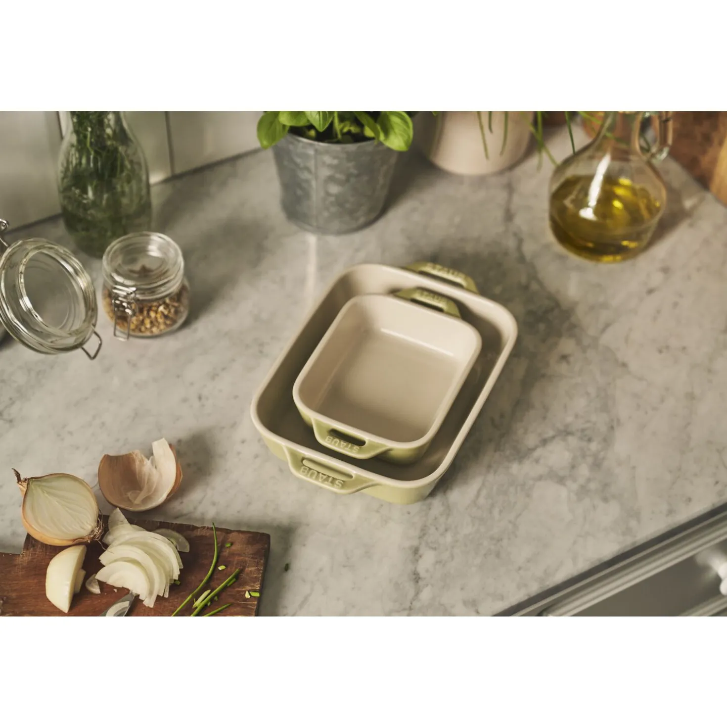 2-pc, Rectangular Baking Dish Set Macaron, light green