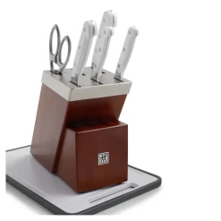 7-pc, Self Sharpening Knife Block Set, silver-white