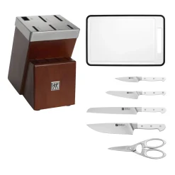 7-pc, Self Sharpening Knife Block Set, silver-white