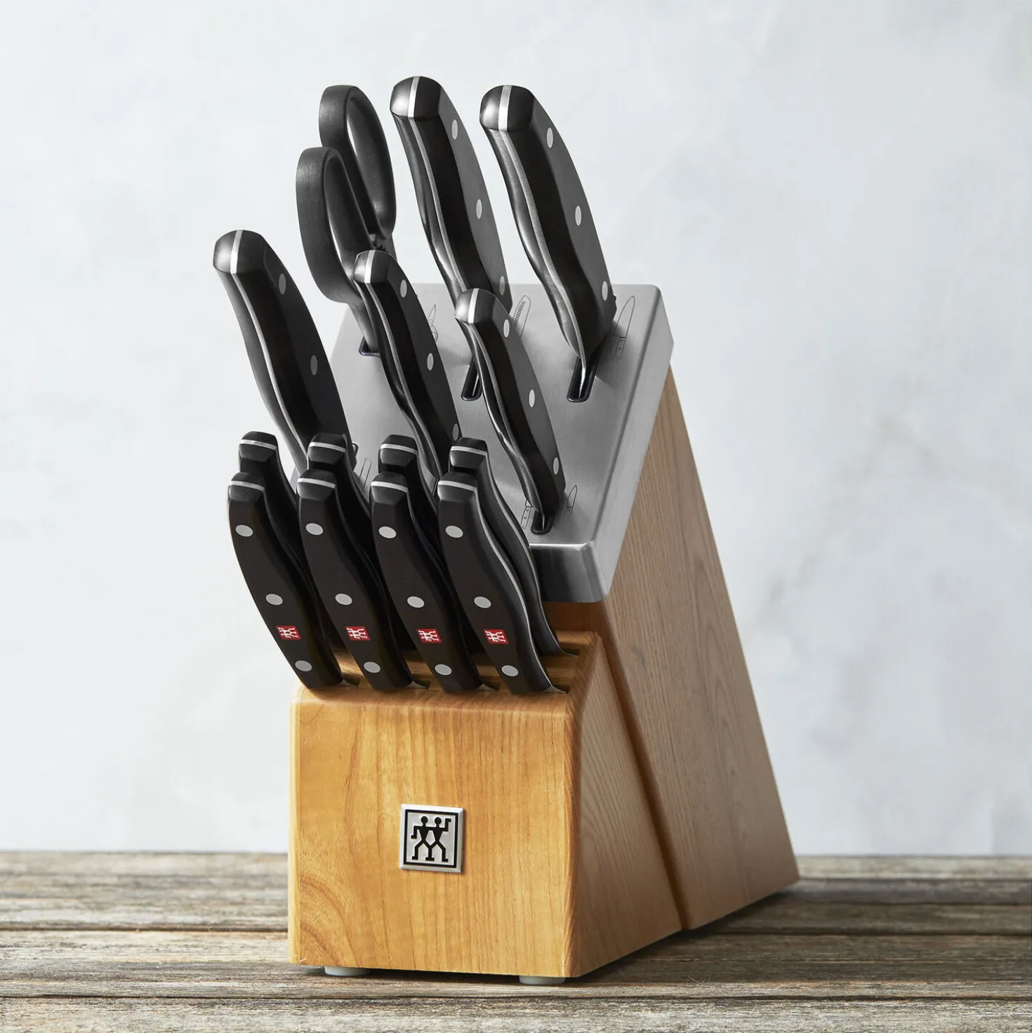 15-pc, Self Sharpening Knife block set, natural