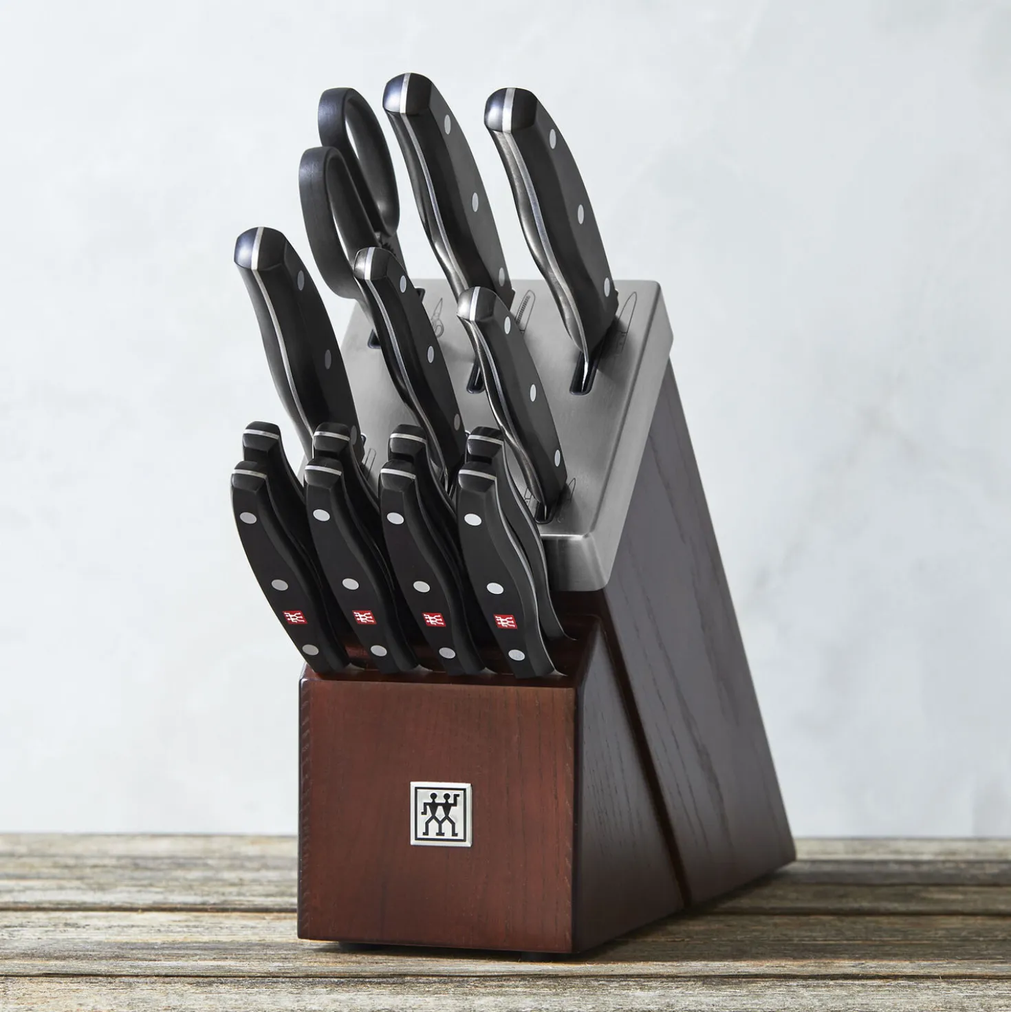 15-pc, Self Sharpening Knife block set, brown
