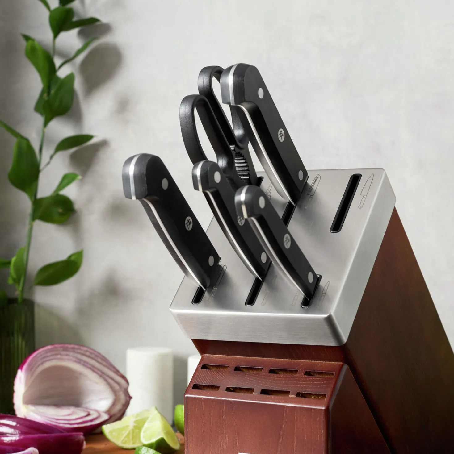 7-pc, Self-Sharpening Knife Block Set , brown