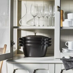 4-pc Stackable Set, Black Matte, Cast Iron