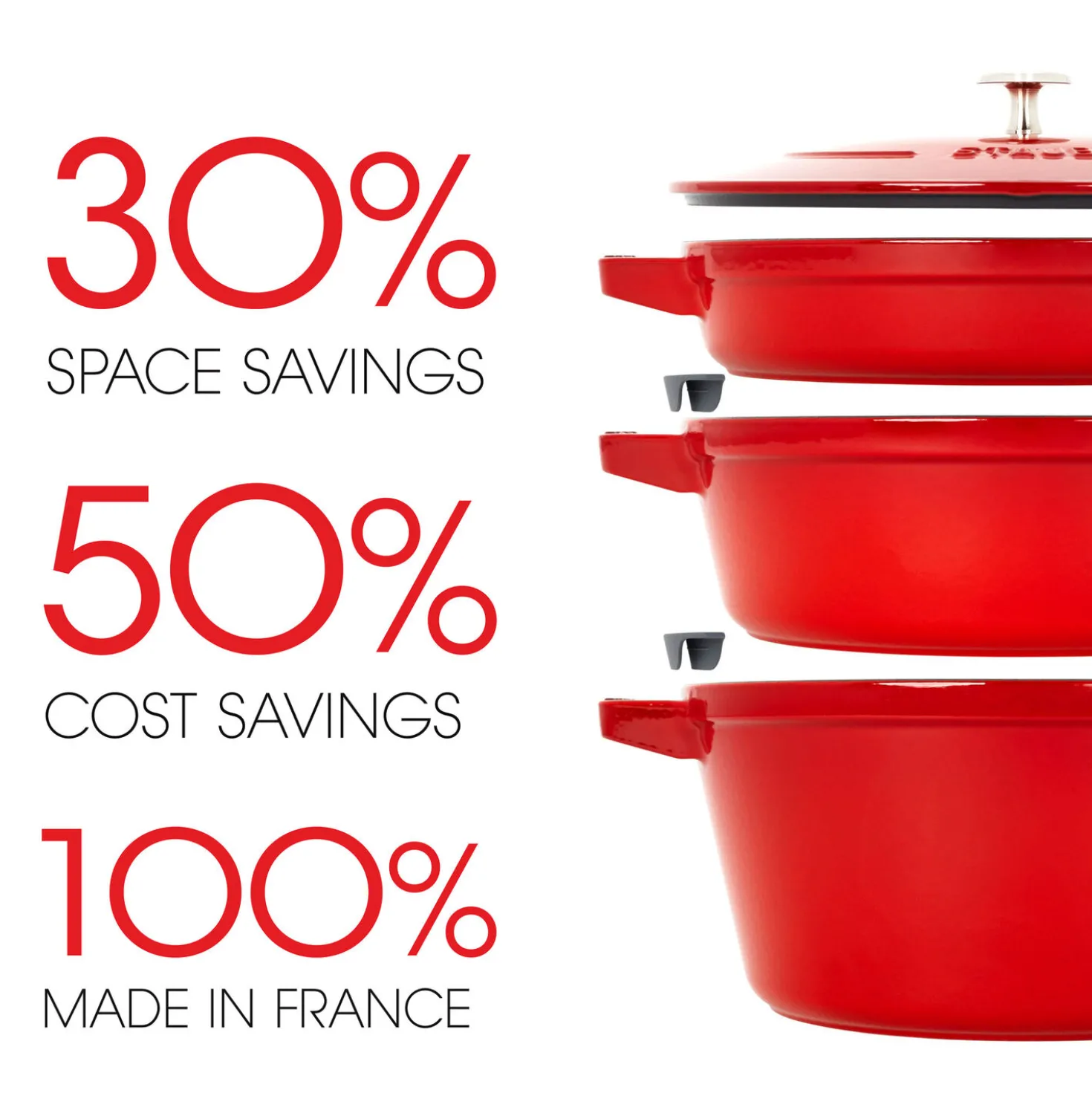 4-pc Stackable Set, Black Matte, Cast Iron