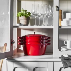 4-pc Stackable Set, Cherry, Cast Iron