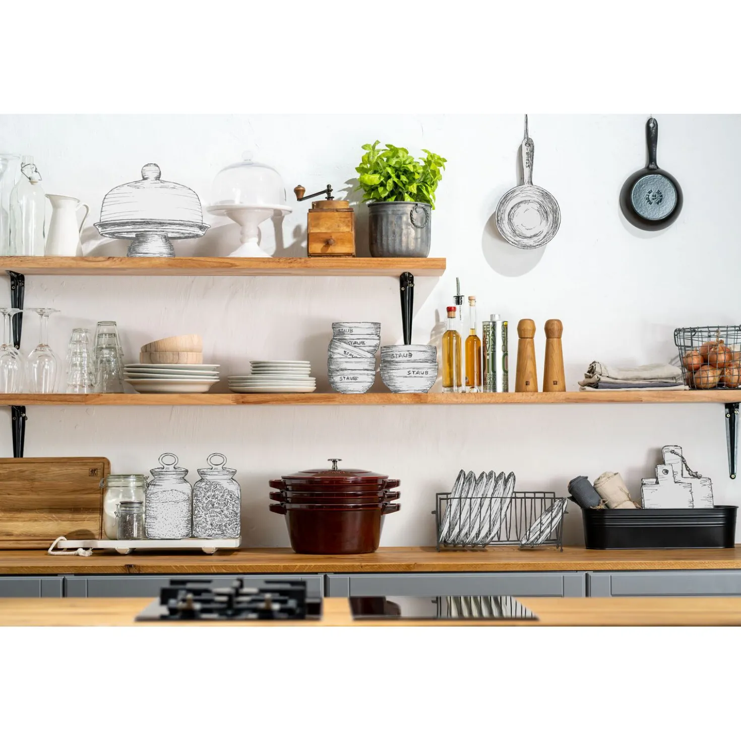 4-pc Stackable Set, Grenadine, Cast Iron