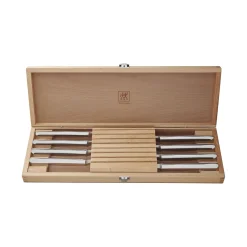 8-pc, Stainless Steel Serrated Steak Knife Set With Wood Presentation Case