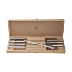 8-pc, Stainless Steel Serrated Steak Knife Set With Wood Presentation Case