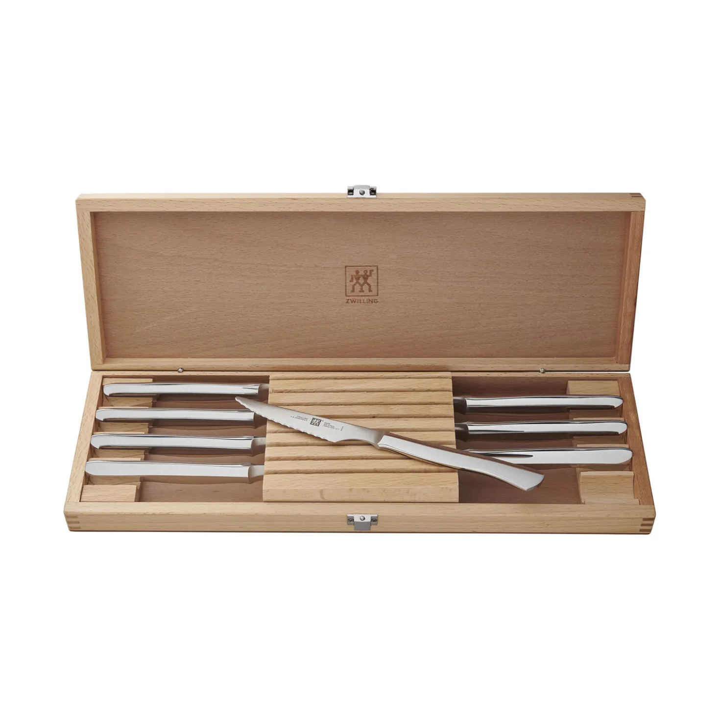 8-pc, Stainless Steel Serrated Steak Knife Set With Wood Presentation Case