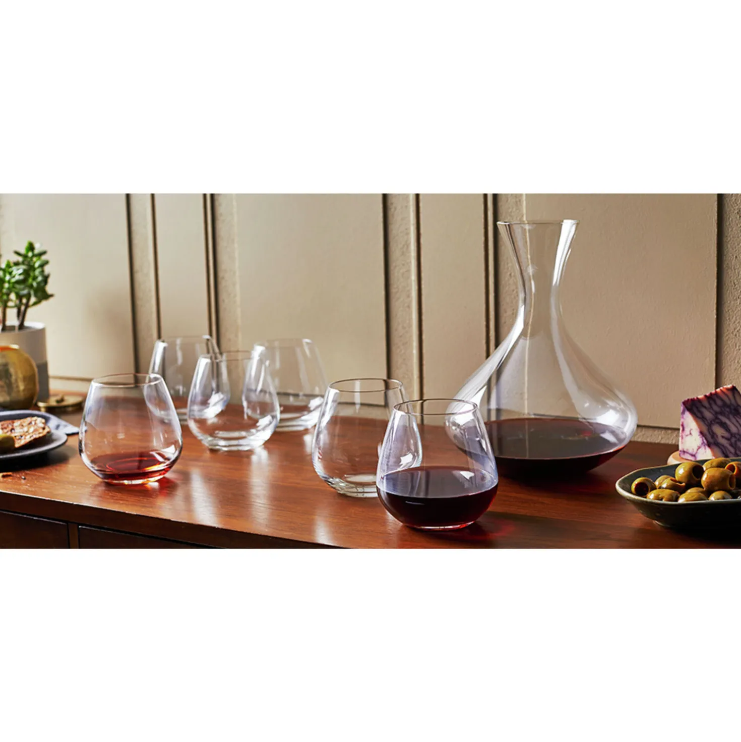 7-pc Stemless Wine Glass And Decanter Set