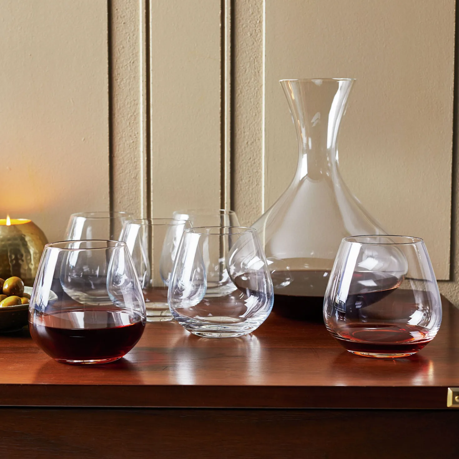 7-pc Stemless Wine Glass And Decanter Set