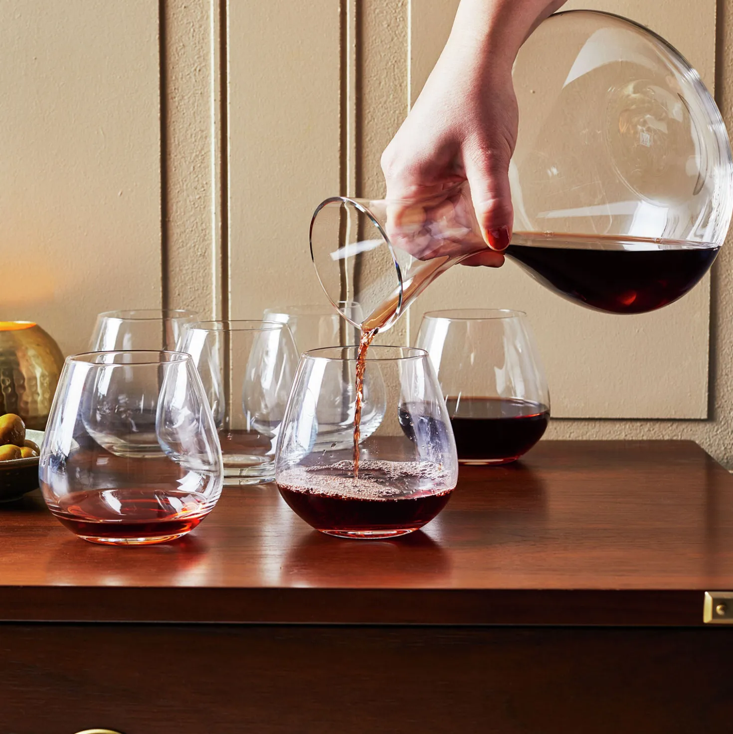 7-pc Stemless Wine Glass And Decanter Set