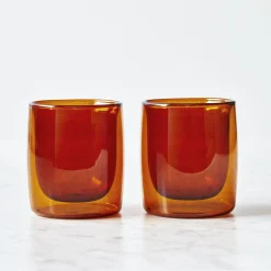2-pc Tumbler Glass Set - Amber, Double Wall