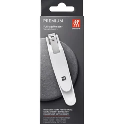 Pedicure nail clippers with nail catch, stainless steel | white