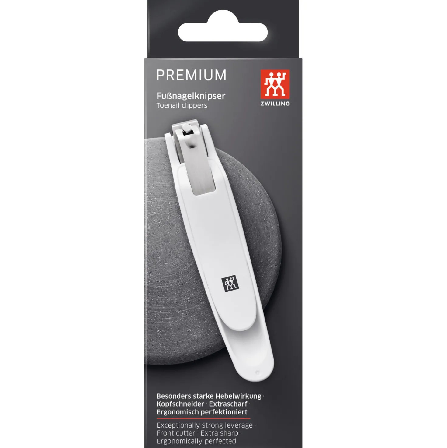 Pedicure nail clippers with nail catch, stainless steel | white