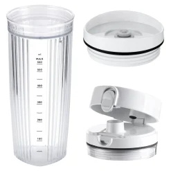 Personal Blender Jar With Drinking Lid And Vacuum Lid - White