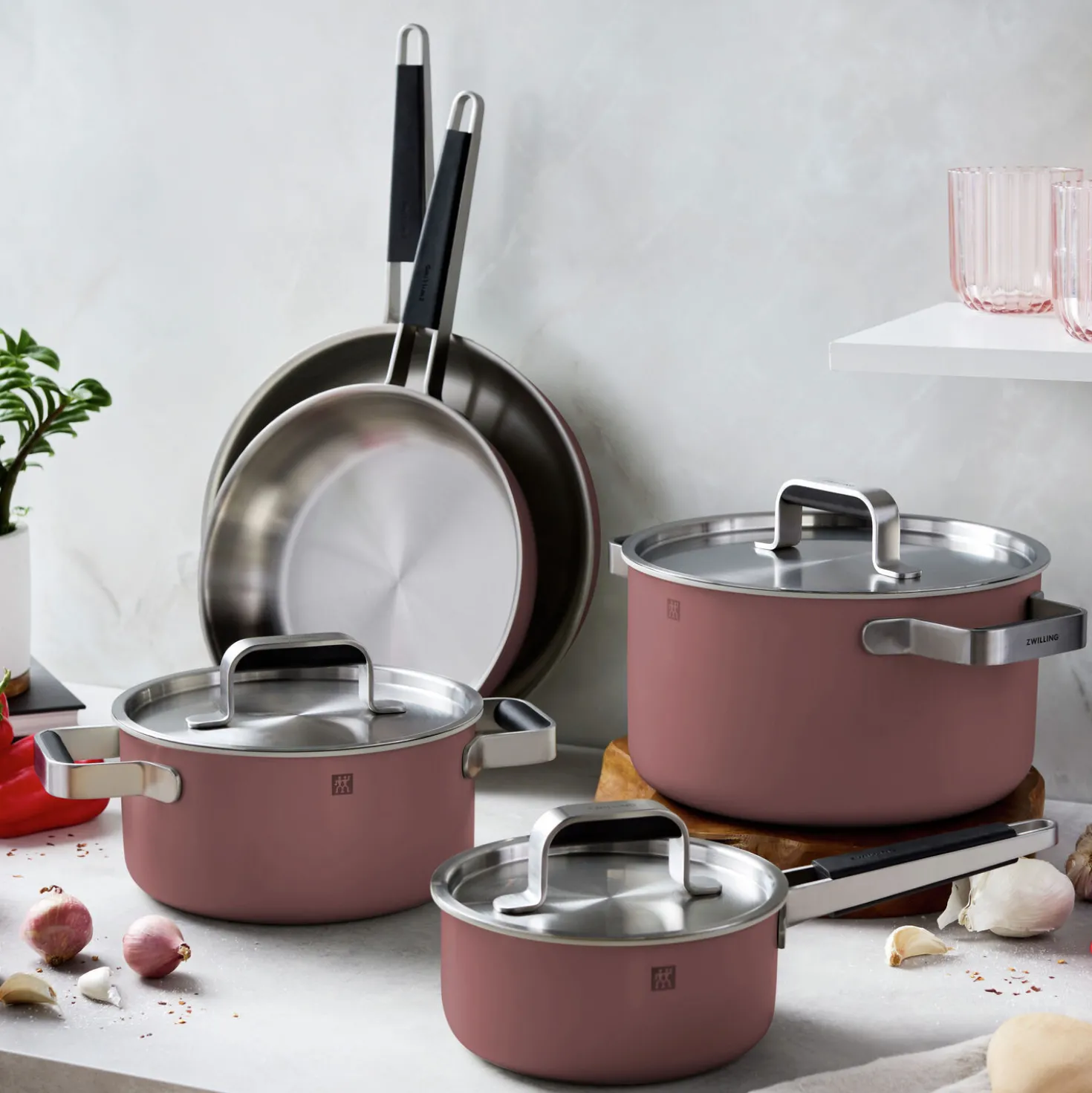 Pots and pans set, 8-pc, 18/10 Stainless Steel