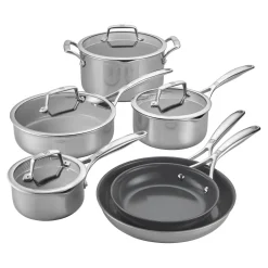 Pots and pans set, 10-pc, 18/10 Stainless Steel, Ceramic coating