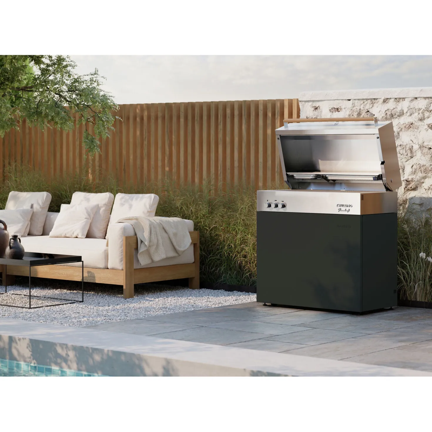 Propane gas grill, black matte