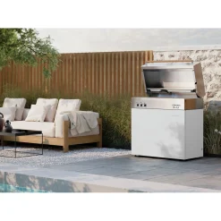 Propane gas grill, ivory-white