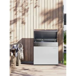 Propane gas grill, ivory-white