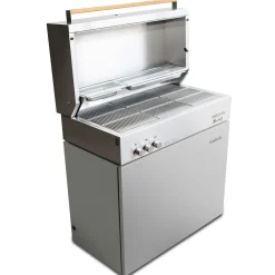 Propane gas grill, light grey