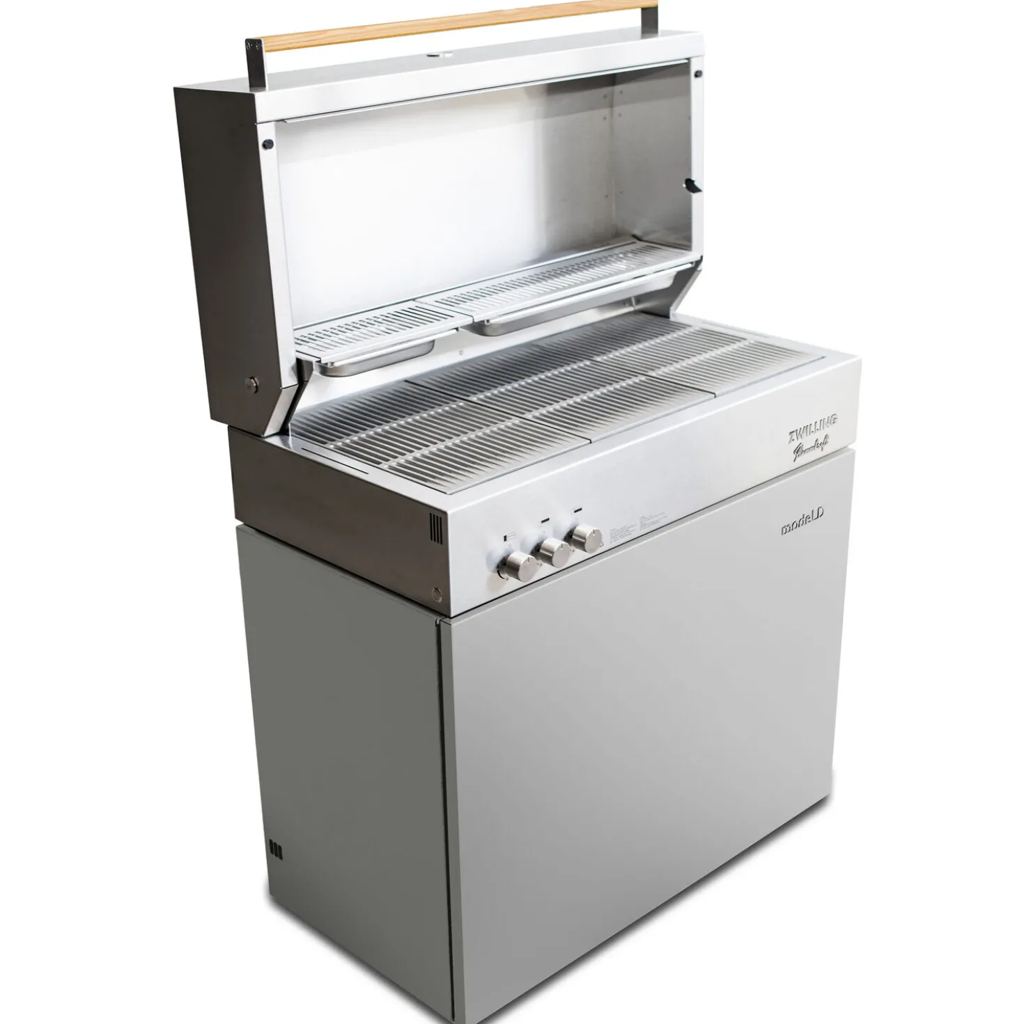 Propane gas grill, light grey