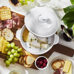 Round, Covered Brie Baker, White