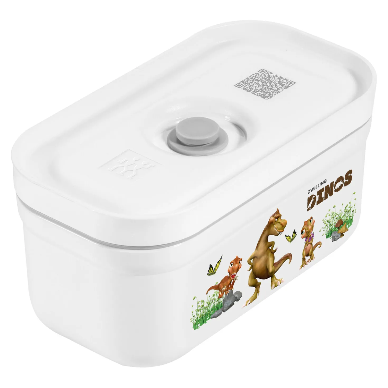 S, DINOS Vacuum Lunch Box, Plastic, White-grey