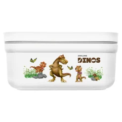 S, DINOS Vacuum Lunch Box, Plastic, White-grey