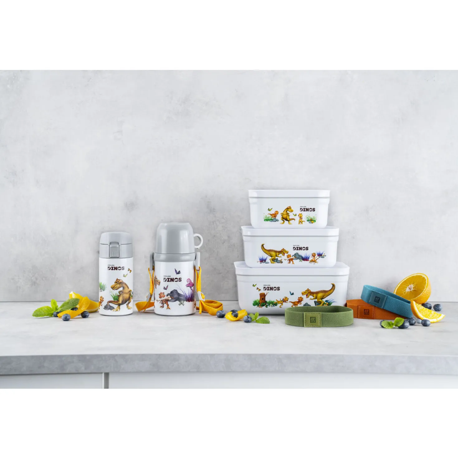 S, DINOS Vacuum Lunch Box, Plastic, White-grey