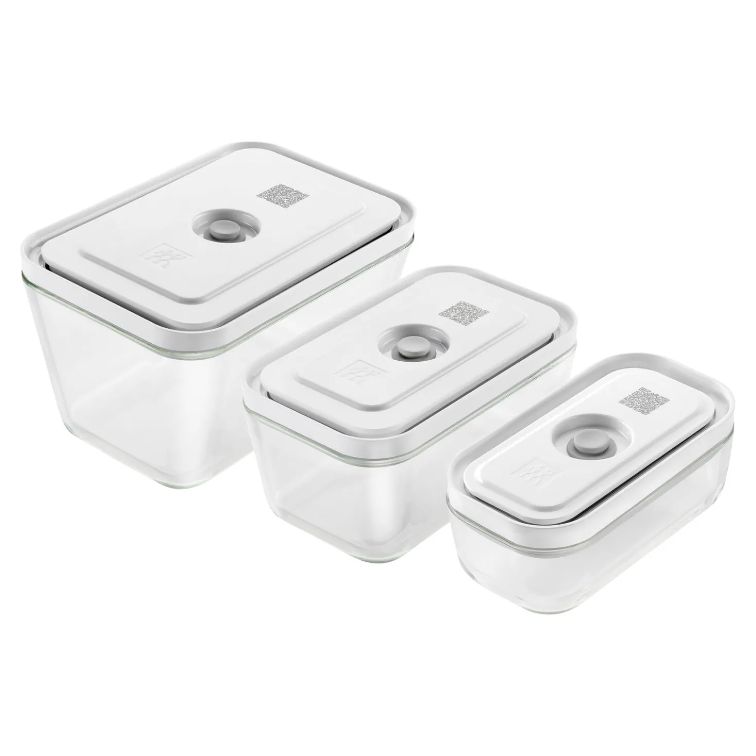 S/M/L / 3-pc, Vacuum Container Set, Glass, Grey