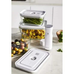 S/M/L / 3-pc, Vacuum Container Set, Glass, Grey