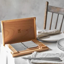 Stainless Steel Steak Knife Set with Wood Presentation Case , 8-pc