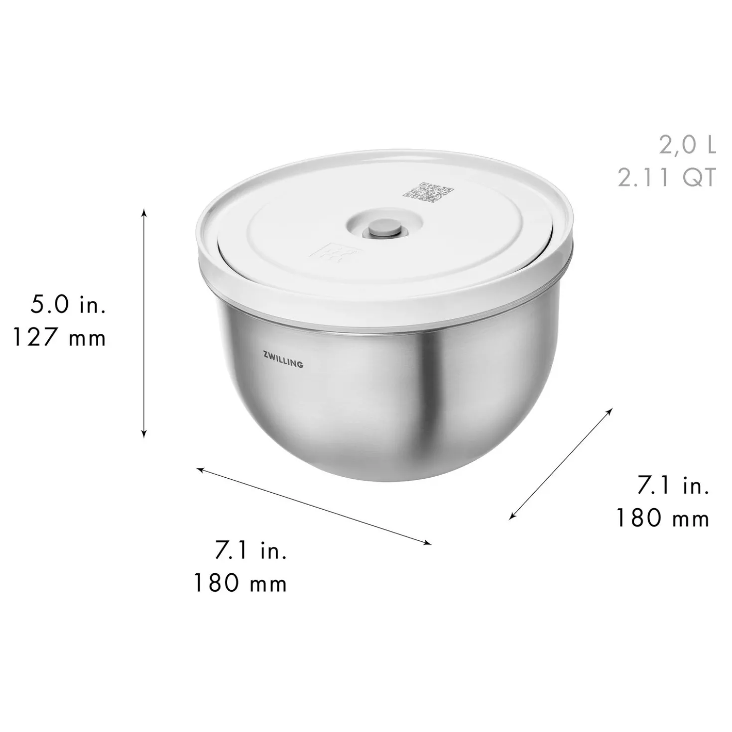 Vacuum bowl M / 18 cm, stainless steel, silver