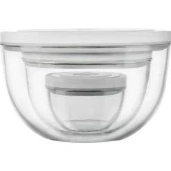 Vacuum bowl set S/M/L / 6-pc, glass, transparent-white