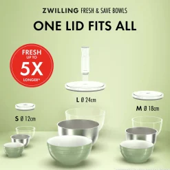 Vacuum bowl set S/M/L / 6-pc, glass, transparent-white