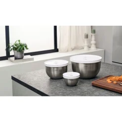 Vacuum bowl set S/M/L / 6-pc, stainless steel, silver-white